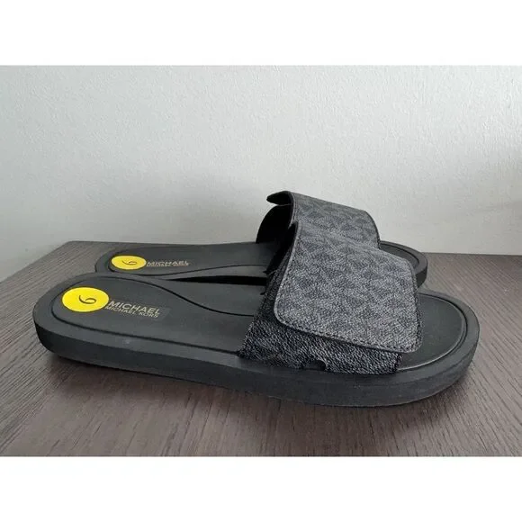 MICHAEL KORS Women’s Sz 9 M Wade Slide 45S0WDFA2B Black/Dk Grey MK New - Picture 3 of 4